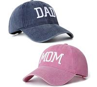 Set di 2 cappelli da baseball ricamati regolabili regalo per genitori coppie classico mamma papà regali cappello, Cappello da papà blu navy e cappello rosa mamma, 6 5/8/7 5/8