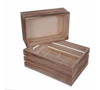 Set di 2 Cassetta in Legno Larghezza 35 cm Marrone