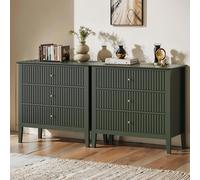 Set di 2 cassetti grandi con 3 cassetti, colore verde maggio, cassettiera con cuscinetti a sfera, moderno comodino in legno alto 30 pollici con ampio spazio per camera da letto,