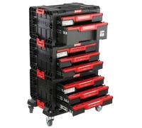 Set di 2 cassetti per attrezzi doppi, 2 cassetti per attrezzi tripli su piattaforma con ruote H 87,5 cm, kit modulare, Garage Atelier PRO