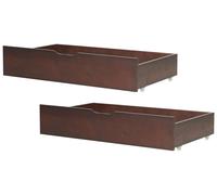 Set di 2 cassetti per letto con ruote in legno di pino massiccio scuro Rumilly