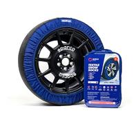 Set di 2 catene da neve in tessuto Sparco per auto, facili da installare, silenziose e durevoli, approvate, certificate e riutilizzabili Sparco SnowShield, guanti inclusi. (XL)