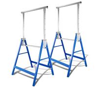 Set di 2 cavalletti da lavoro, regolabili in altezza, 80-130 cm, blu