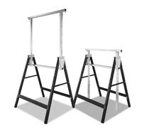 Set di 2 cavalletti da lavoro, regolabili in altezza, 80-130 cm, nero