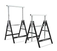 Set di 2 cavalletti telescopici 300kg pieghevoli ideali come trabattello, pontile, banco da lavoro e supporto taglia travi. Nero