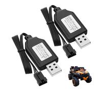 Set di 2 cavi di ricarica USB 7.4 V per batterie LiPo, connettore SM-4P, compatibile con auto RC, droni e giocattoli Carrera, sicurezza integrata (1000 mAh ricarica rapida)