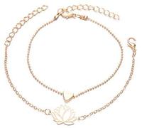 Set di 2 cavigliere da donna a forma di cuore Lotus, cavigliere, braccialetto con ciondoli, gioielli regalo