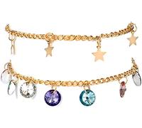 Set di 2 cavigliere da donna colorate con ciondolo a forma di stella, con ciondolo, braccialetto, braccialetto, laurea, amicizia, migliori regali, lavorazione alla moda