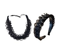 Set di 2 Cerchietti Intrecciati per Donna, Anelli Capelli Sintetici, Accessori Elastichi per Capelli per Treccine, Fascia per Capelli Elasticizzata Femminile