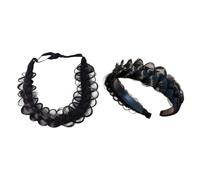 Set di 2 Cerchietti Intrecciati per Donna, Anelli Capelli Sintetici, Accessori Elastichi per Capelli per Treccine, Fascia per Capelli Elasticizzata Femminile
