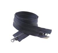 Set di 2 cerniere in resina, taglia 5# 80-150 cm, aperte con doppi cursori, per cucire borse e abbigliamento,Blu navy,100 centimetri