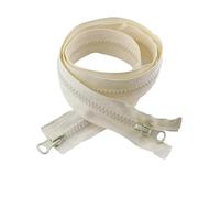 Set di 2 cerniere in resina, taglia 5# 80-150 cm, aperte con doppi cursori, per cucire borse e abbigliamento,Beige,120 centimetri