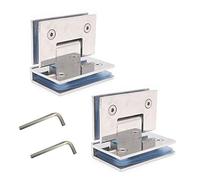 Set di 2 cerniere per porte in vetro senza telaio NUZAMAS, cerniera per porta della doccia montata su pannello di vetro adatto Pannello in vetro da 8-12 mm, chiuso e aperto a 90 gradi