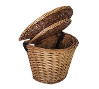 Set di 2 cesta mezzaluna per la raccolta funghi, tartufi e castagne in vimini con tracolla regolabile, grande 40x26xh30 cm e piccolo 34x22xh25 cm, cestini con coperchio. Prodotto artigianale.