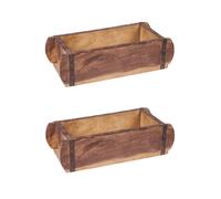 Set Di 2 Ceste Vintage In Legno Con Vassoio In Legno Riciclato