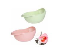 Set di 2 cestelli scolapiatti multifunzionali in plastica per lavare frutta e verdura VHV