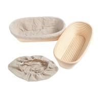 Set di 2 cestini ovali in rattan naturale, per pane e lievito