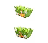 Set Di 2 Cestini Pasquali Cesto Verde Uova Caccia Per Bambini Regalo Decorazioni