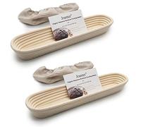 Set di 2 cestini per lievitazione pane e fodera in lino, 38,1 cm