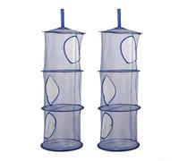 Set di 2 cestini pieghevoli a triplo strato, in rete, progettati per risparmiare spazio e organizzare oggetti domestici come giocattoli e vestiti (blu scuro)