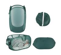 Set di 2 Cestini Pieghevoli con Pop Up - Cesto portabiancheria in rete da 75L - Pieghevoli con manici e tasche laterali - Ideali per raccogliere biancheria sporca - (Verde, 36 x 36 x 58 cm)