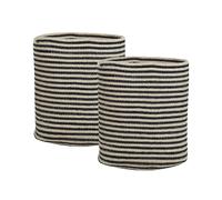 Set di 2 cestini portaoggetti in cotone stile boho beige con nero Yerkoy