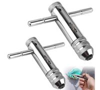 Set di 2 Chiave a Cricchetto con Impugnatura a T, Regolabile Giramaschi a T con Una Mano, Chiave Filettata con Impugnatura a T, Chiave a Cricchetto Regolabile per Maschi Metriche M3-M8/M5-M12