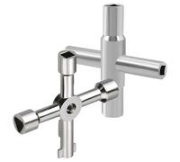 Set di 2 Chiavi Multifunzionali a 4 Vie, Universale Quadrata, Forma Della Chiave, Triangolare Chiave a Croce in Lega di Zinco, per Armadietti di Contatori Elettrici, Acqua e Gas, Contatori (Argento)