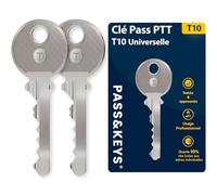 Set di 2 chiavi PTT T10 universale per cassette postali, compatibili con citofoni e serrature per edifici, in acciaio inox, ideale per consegnatori, agenti immobiliari e artigiani
