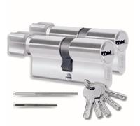Set di 2 Cilindri per Serrature con Pomello 35/35mm con Chiave Unica, 4 viti, 10 chiavi incluse, montabile facilmente, Chiave universale per tutti i cilindri, Lunghezza 90mm