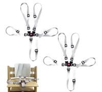 Set di 2 cinture di sicurezza per seggiolone, cintura di sicurezza a 5 punti, compatibile con Stokke, cintura di protezione per bambini, accessori per seggiolone (bianco)