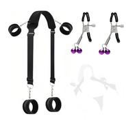 Set di 2 cinturini elastici in nylon nero per Pilates per mani e gambe con componenti funzionali, supporto per il posizionamento delle gambe durante il Pilates