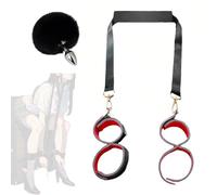 Set di 2 cinturini in pelle neri e rossi per esercizi yoga con accessorio palla yoga per uno stretching senza sforzo