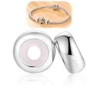 Set di 2 ciondoli in argento Sterling 925 con elemento in gomma, compatibili con braccialetti europei fai da te, Pan dora e Cha milia, M, Acciaio inossidabile, Agata