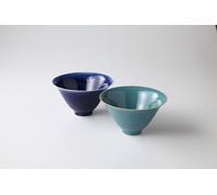 Set Di 2 Ciotole In Ceramica Giapponese Mino Ware CAERULA Blu Verde Giappone