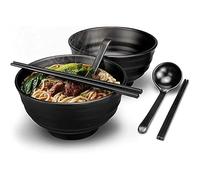 Set di 2 ciotole in plastica giapponese ramen, 1300 ml/35 oz, grandi ciotole per zuppa, insalata, ciotole per pasta di riso con cucchiai abbinati, bacchette, lavabili in lavastoviglie