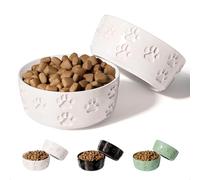 Set di 2 ciotole per cani in ceramica con anelli antiscivolo, 12,7 cm rotonde x 5,1 cm di altezza, per cani di piccola taglia, ciotole per cani di piccola taglia, cibo e acqua per cani, ciotole