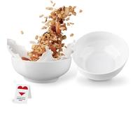 Set di 2 ciotole per cereali in porcellana, fino a 1000 ml, Ø 17,5 cm, colore bianco caldo, ciotola per la colazione, ciotola per cereali, ciotola per cereali, ciotola grande B Ware piccoli difetti di
