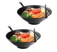 Set di 2 ciotole per ramen giapponese - 1000 ml - Antiscivolo - Con cucchiaio e bastoncini - Ciotola per ramen asiatica - Per noodle asiatici e udon - Soba