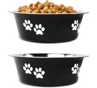 Set di 2 ciotole rialzate in acciaio inox per cani - Ciotole per cibo e acqua con base antiscivolo