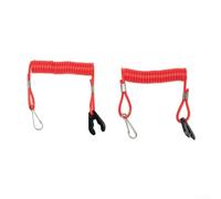 Set di 2 clip di sicurezza per cordino per barca, motore fuoribordo, interruttore Kill Stop con plastica e cavo retrattile flessibile per evitare grovigli