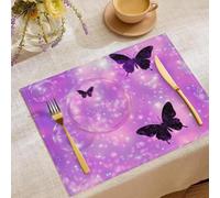 Set di 2 Colazione Stoffa 30x45cm, Farfalla Misteriosa Cotone e lino Tovagliette Americane Lavabili, Tovagliette Sogno Bolle per Primavera Vacanze Cucina Feste, Pasqua