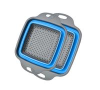Set di 2 colino pieghevole in silicone, scolapasta da cucina, per pasta, frutta, verdura, blu, 2 dimensioni