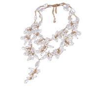 Set di 2 collane a strati con perle barocche, gioielli irregolari per donne, collane a più fili femminili di lusso