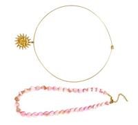 Set di 2 collane a strati in acciaio inox, con ciondolo a forma di sole, cuore e conchiglia, gioielli per il collo, adatti per donne e ragazze, per feste in acciaio inox