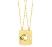 Set di 2 collane abbinate a forma di cuore per coppie, gioielli dell'amicizia in acciaio inox con incisione personalizzabile, con finitura dorata, collane per migliori amiche e sorelle, catena