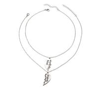 Set di 2 collane con ciondolo a forma di cuore abbinato, con scritta "Best Friends Forever", gioielli dell'amicizia in argento per sorelle e adolescenti
