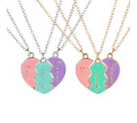 Set di 2 collane con ciondolo a forma di cuore diviso in lingua inglese "Best Friends Forever", set di gioielli abbinati (argento e oro)