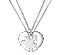 Set di 2 collane con ciondolo a forma di cuore in acciaio inossidabile, regalo per coppie, gioielli coordinati per amici e familiari
