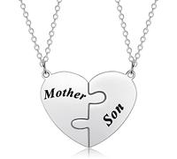 Set di 2 collane coordinate con cuore per madre e figlio, regalo per la festa della mamma, papà, collane di Natale per mamma e figlia, regalo di compleanno del figlio
